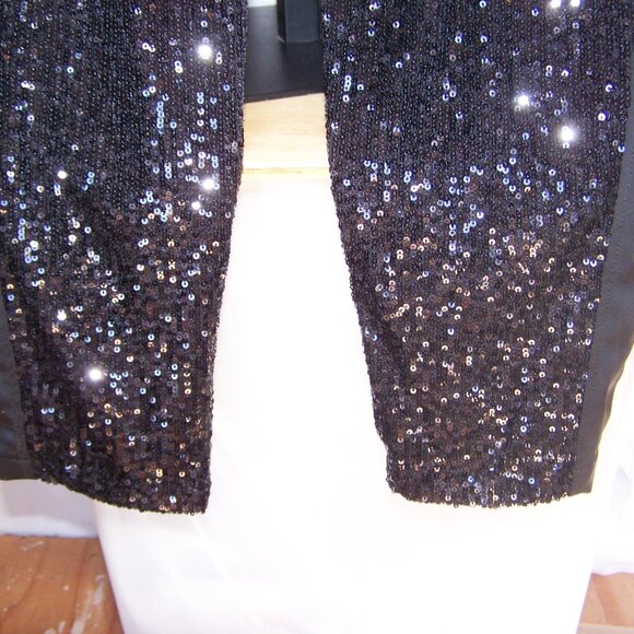 Rachel Zoe NWT Sequin & Satin Black Pants Sz M - Picture 4 of 8